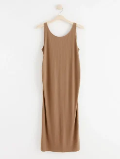 Klänningar>Lindex Mom Ribbad Armlos Klanning Light Dusty Brown