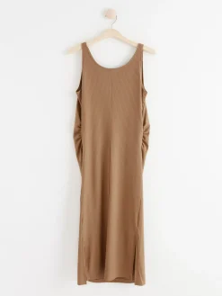 Klänningar>Lindex Mom Ribbad Armlos Klanning Light Dusty Brown