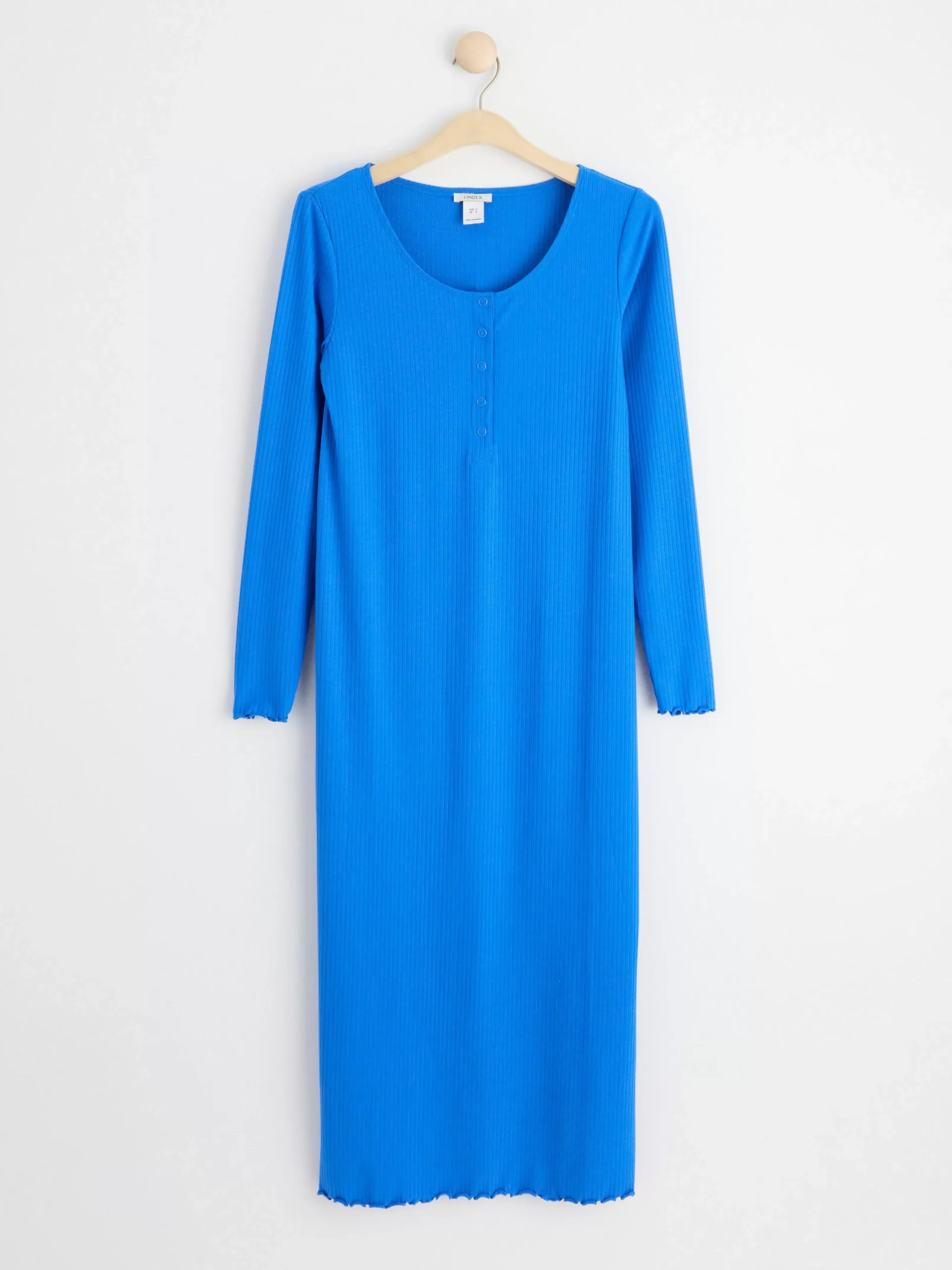 Klänningar>Lindex Mom Ribbad Trikaklanning Med Lang Arm Blue