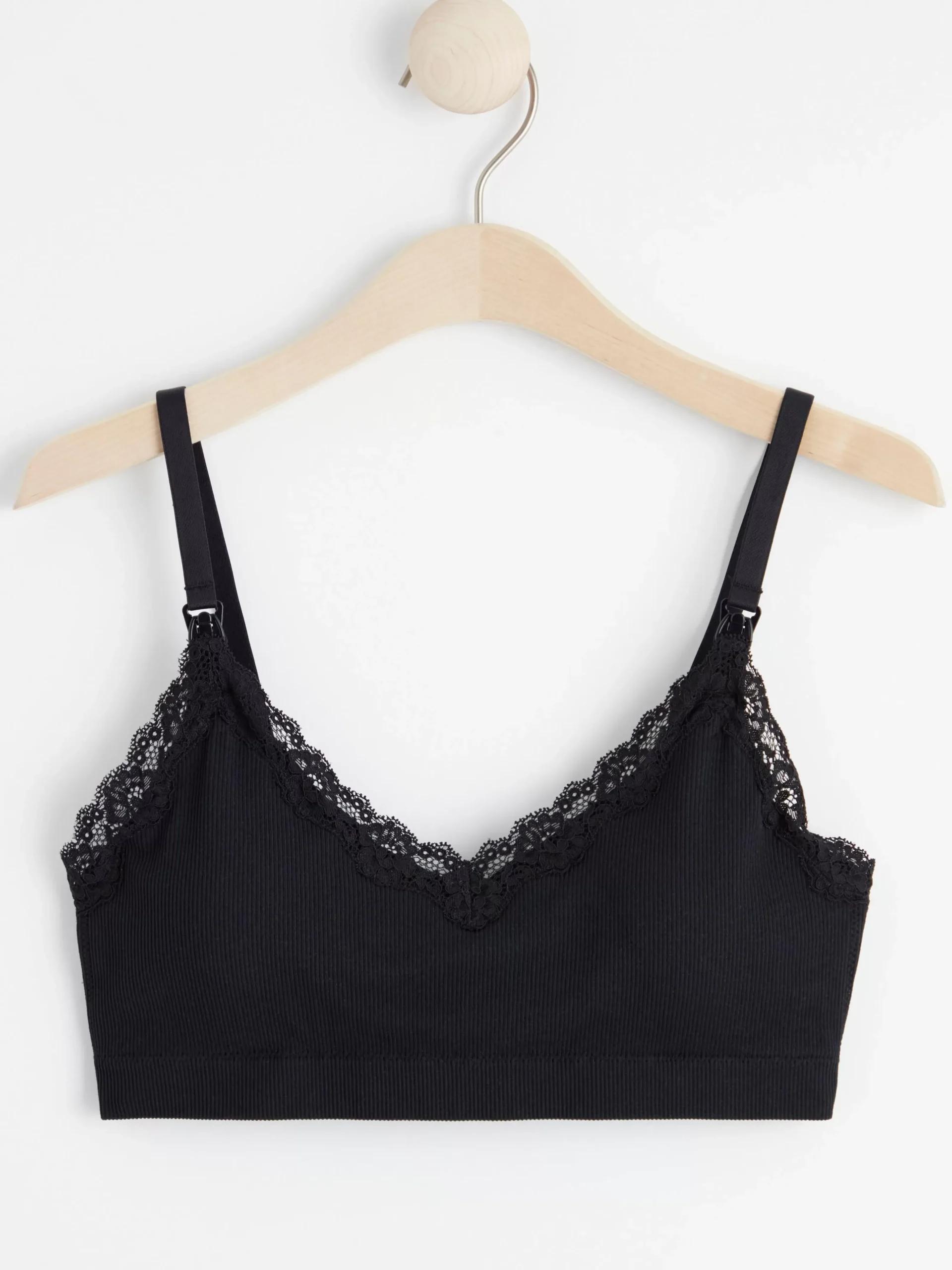 Bh>Lindex Mom Seamless Ribbad Amnings Bh Med Spets Black
