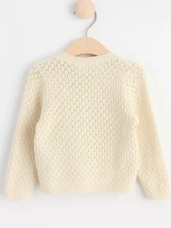 Tröjor & Cardigans>Lindex Monsterstickad Cardigan Light Beige