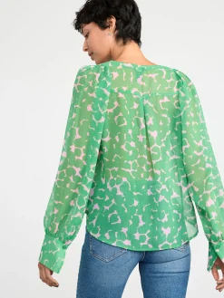 Blusar & Skjortor>Lindex Monstrad Blus I Chiffong Green