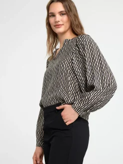 Blusar & Skjortor>Lindex Monstrad Blus Med Puffarm Black
