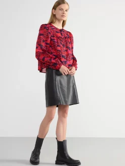 Blusar & Skjortor>Lindex Monstrad Bomullsblus Med Knappning Red