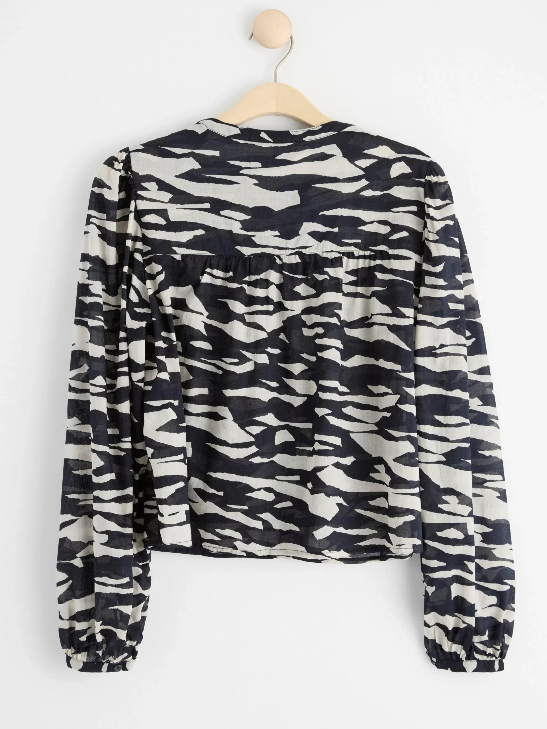 Blusar & Skjortor>Lindex Monstrad Bomullsblus Med Knappning Dark Blue