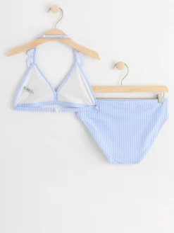 Badkläder & Uv>Lindex Monstrad Halterneck Bikini Med Volanger Light Blue