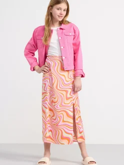 Kjolar>Lindex Monstrad Kjol I Satin Light Orange