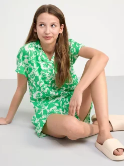Skjortor & Blusar>Lindex Monstrad Kortarmad Blus Green