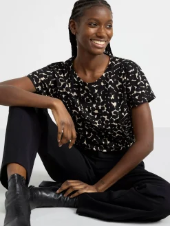 Toppar & T-Shirts>Lindex Monstrad Kortarmad Topp Black