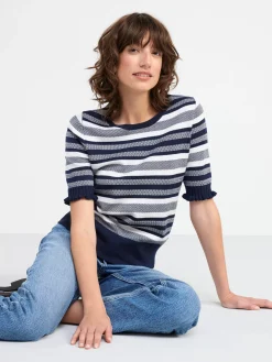 Tröjor & Cardigans>Lindex Monstrad Kortarmad Troja Navy