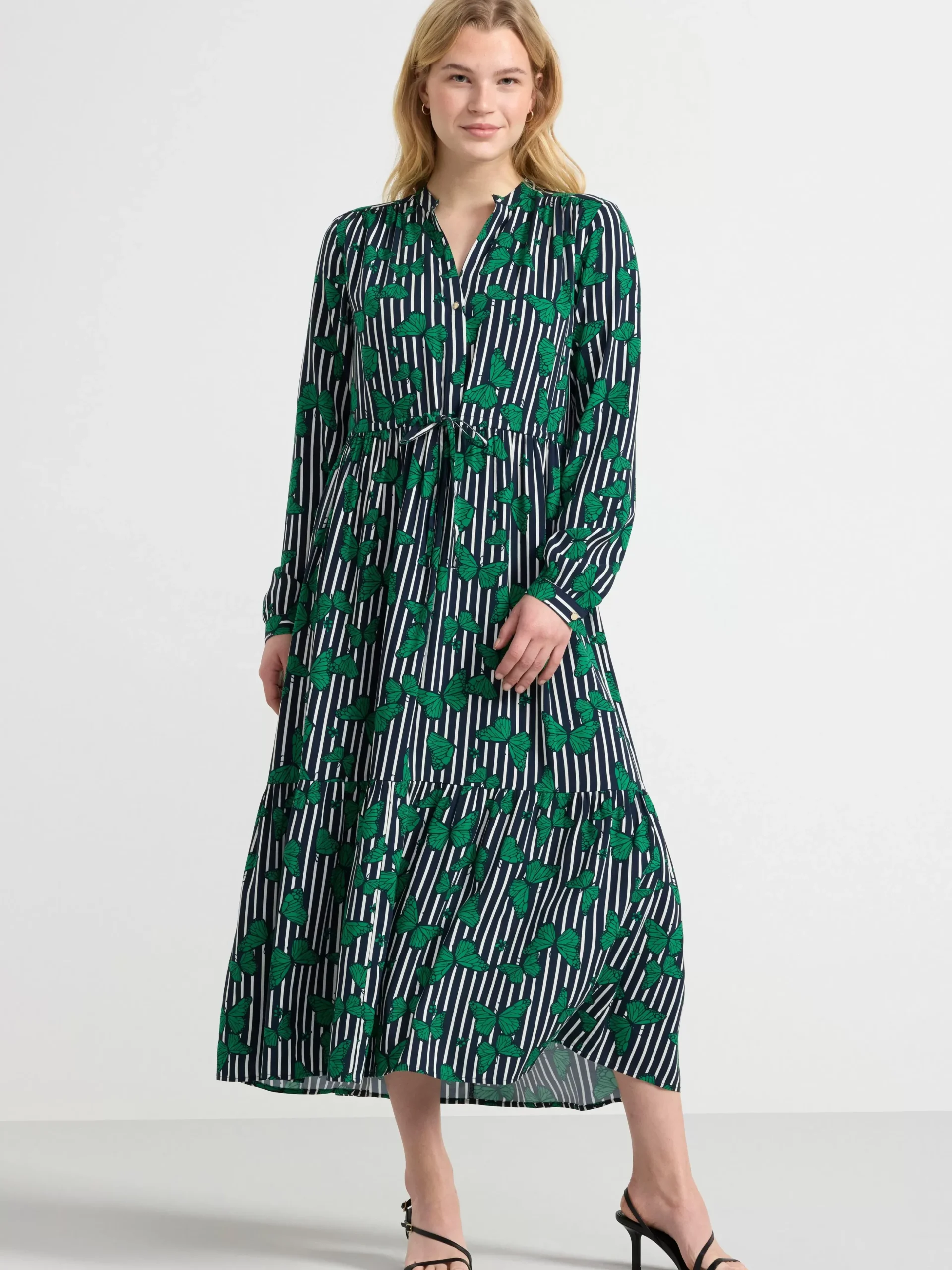 Klänningar>Lindex Monstrad Langarmad Klanning Green