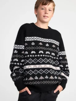 Tröjor & Cardigans>Lindex Monstrad Stickad Troja Black