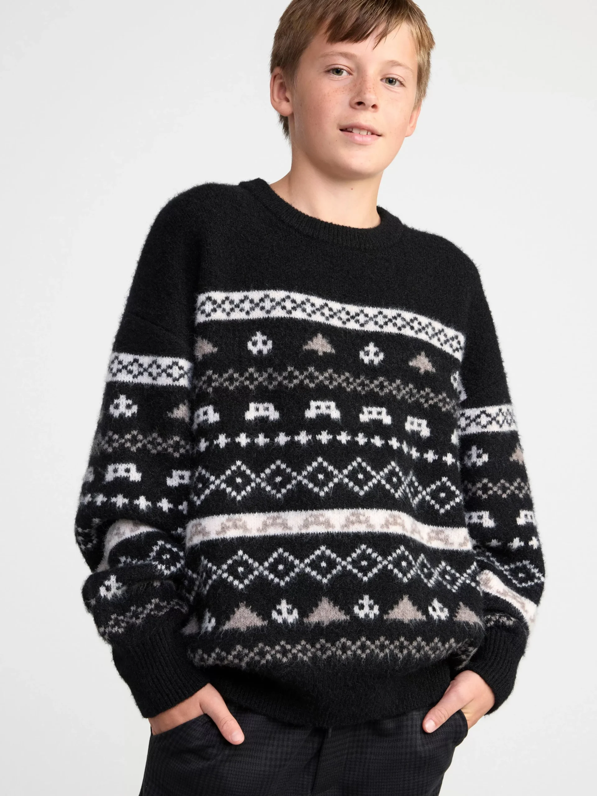 Tröjor & Cardigans>Lindex Monstrad Stickad Troja Black