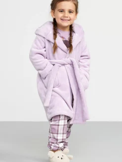 Nattplagg>Lindex Morgonrock I Fleece Med Oron Lilac