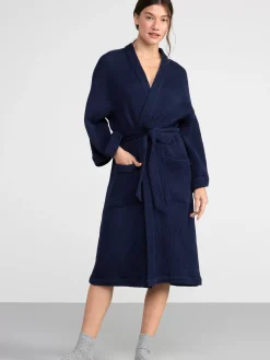 Nattplagg>Lindex Morgonrock I Vafflad Bomull Navy