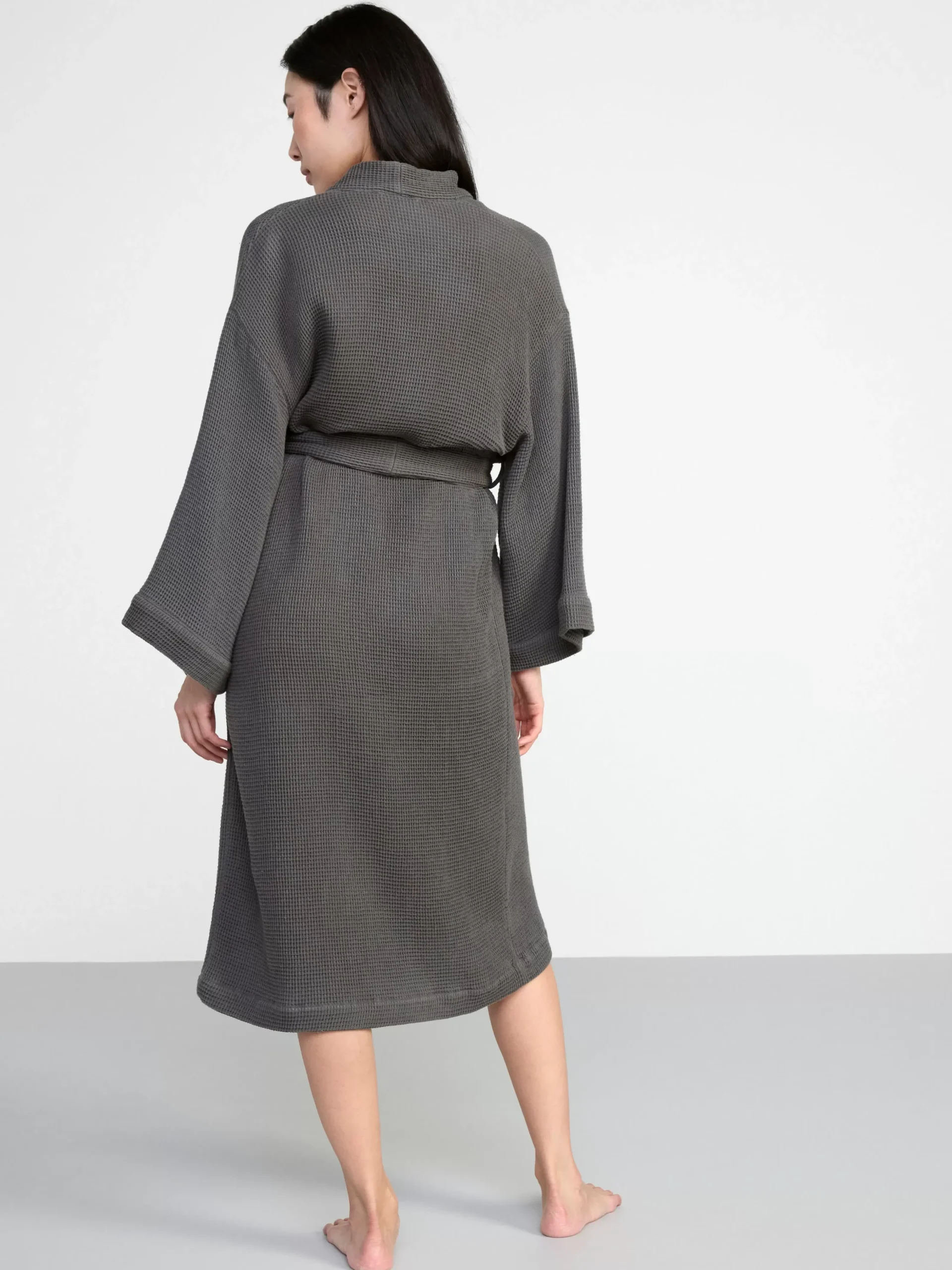 Nattplagg>Lindex Morgonrock I Vafflad Bomull Dark Grey