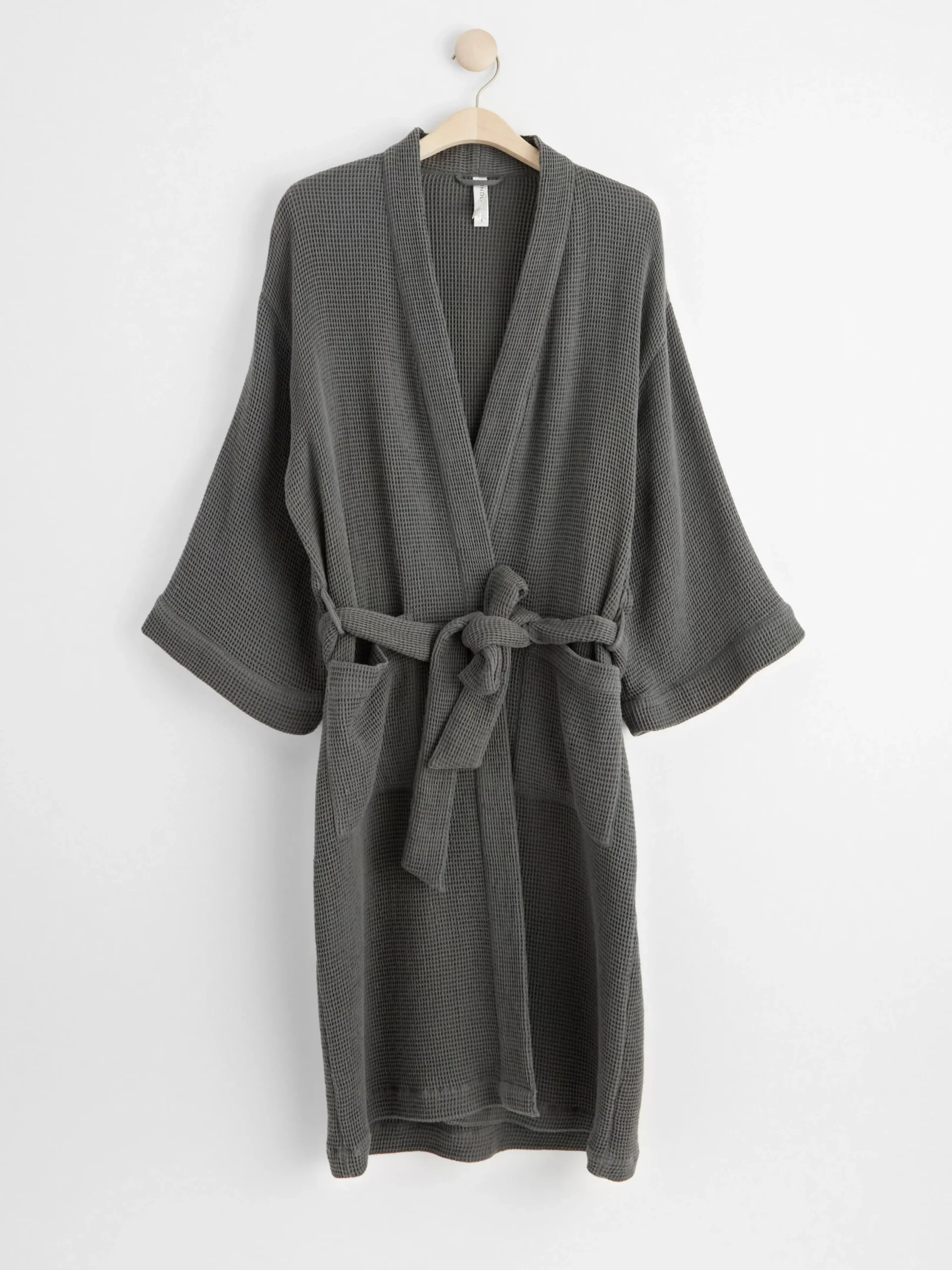 Nattplagg>Lindex Morgonrock I Vafflad Bomull Dark Grey