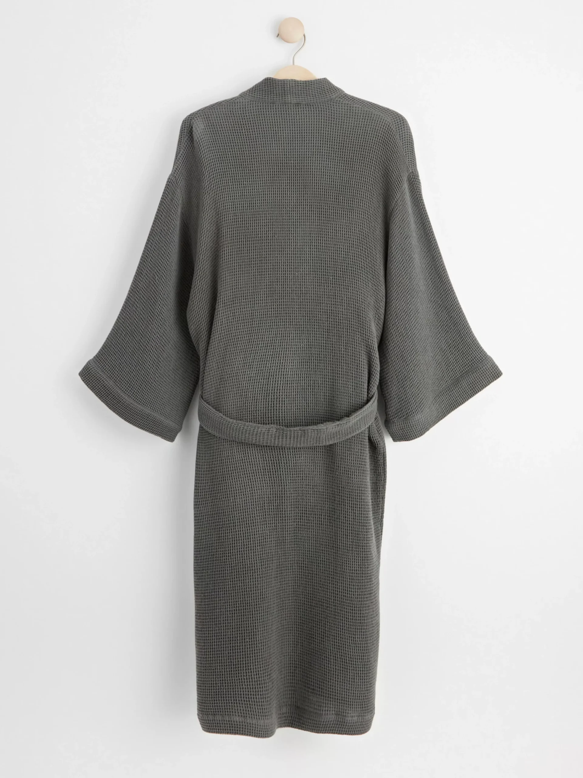 Nattplagg>Lindex Morgonrock I Vafflad Bomull Dark Grey