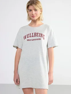 Nattplagg>Lindex Nattlinne I T-Shirt-Modell Light Grey Melange