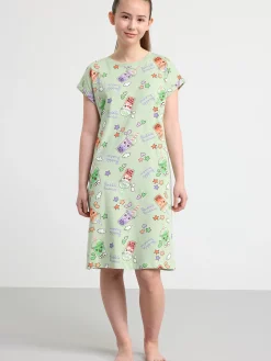 Nattplagg>Lindex Nattlinne Med Heltackande Monster Light Dusty Green