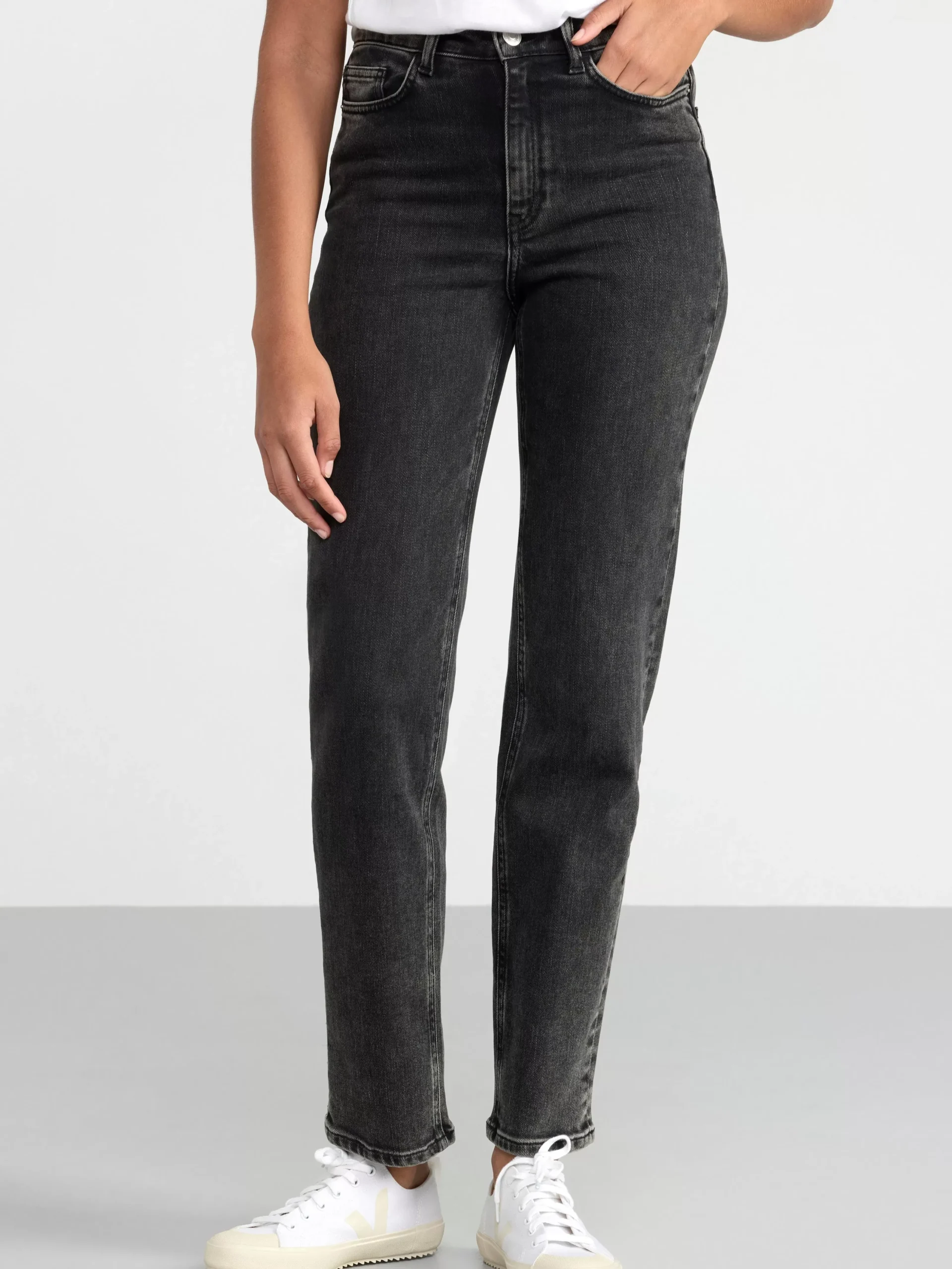 Jeans>Lindex Nea Croppade Raka Jeans Black