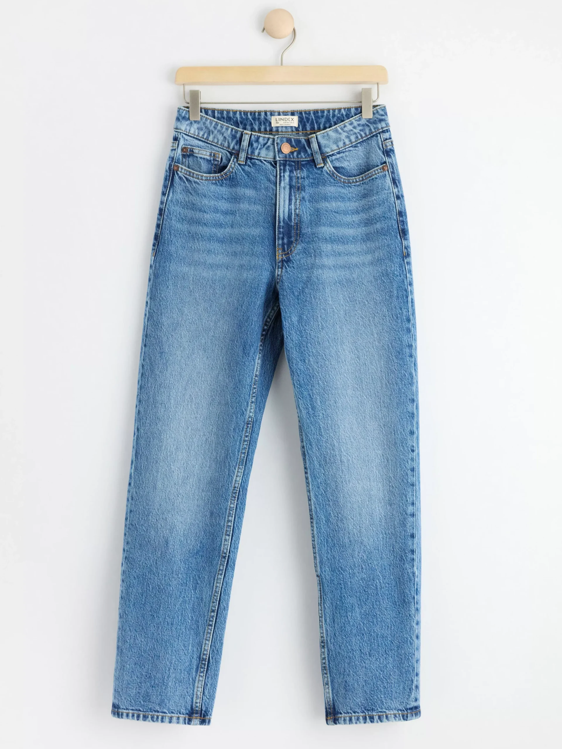 Jeans>Lindex Nea Croppade Raka Jeans Denim Blue