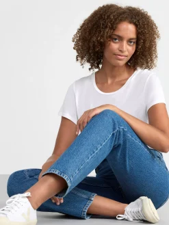 Jeans>Lindex Nea Croppade Raka Jeans Denim Blue