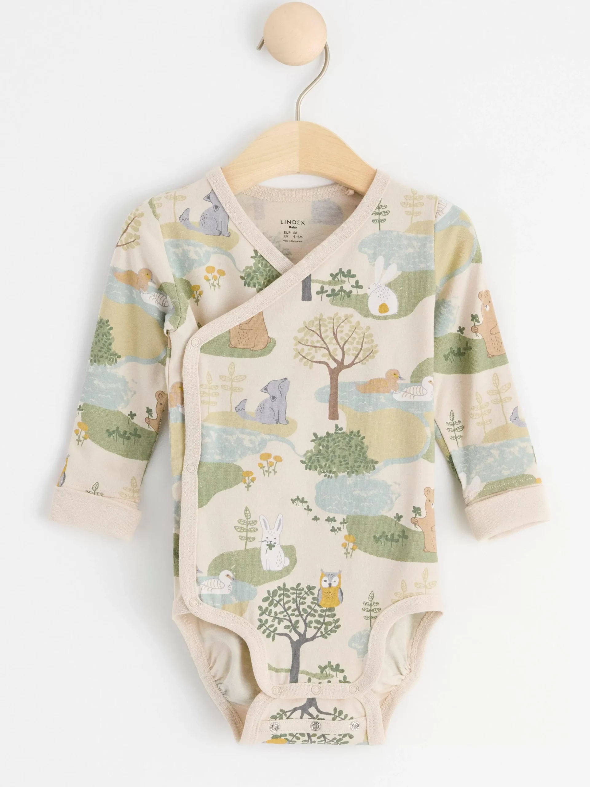 Bodies>Lindex Omlottbody Med Skogsdjur Light Beige