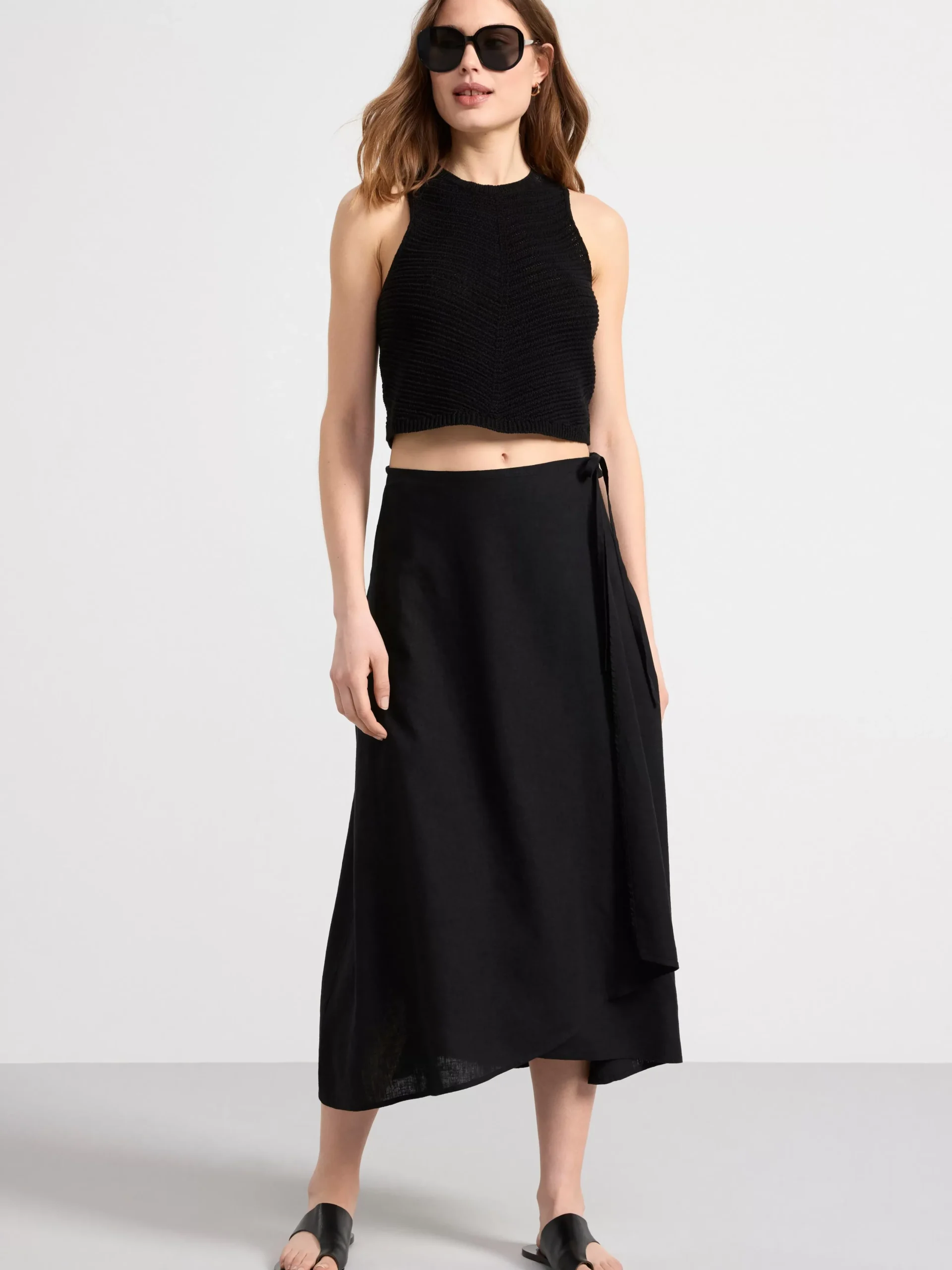 Kjolar>Lindex Omlottkjol I Linneblandning Black
