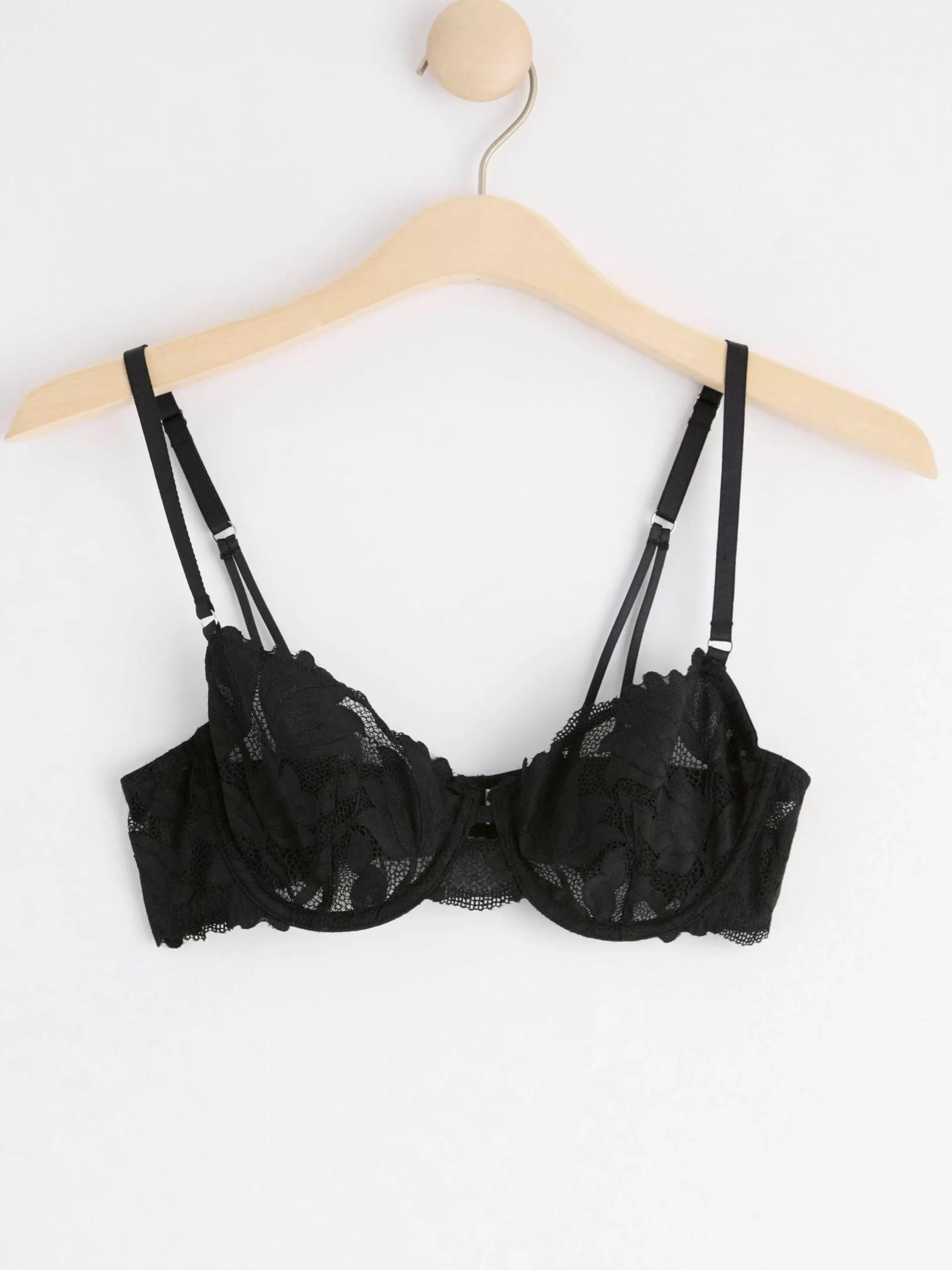Bh>Lindex Ovadderad Bh Med Mesh Och Spets Black