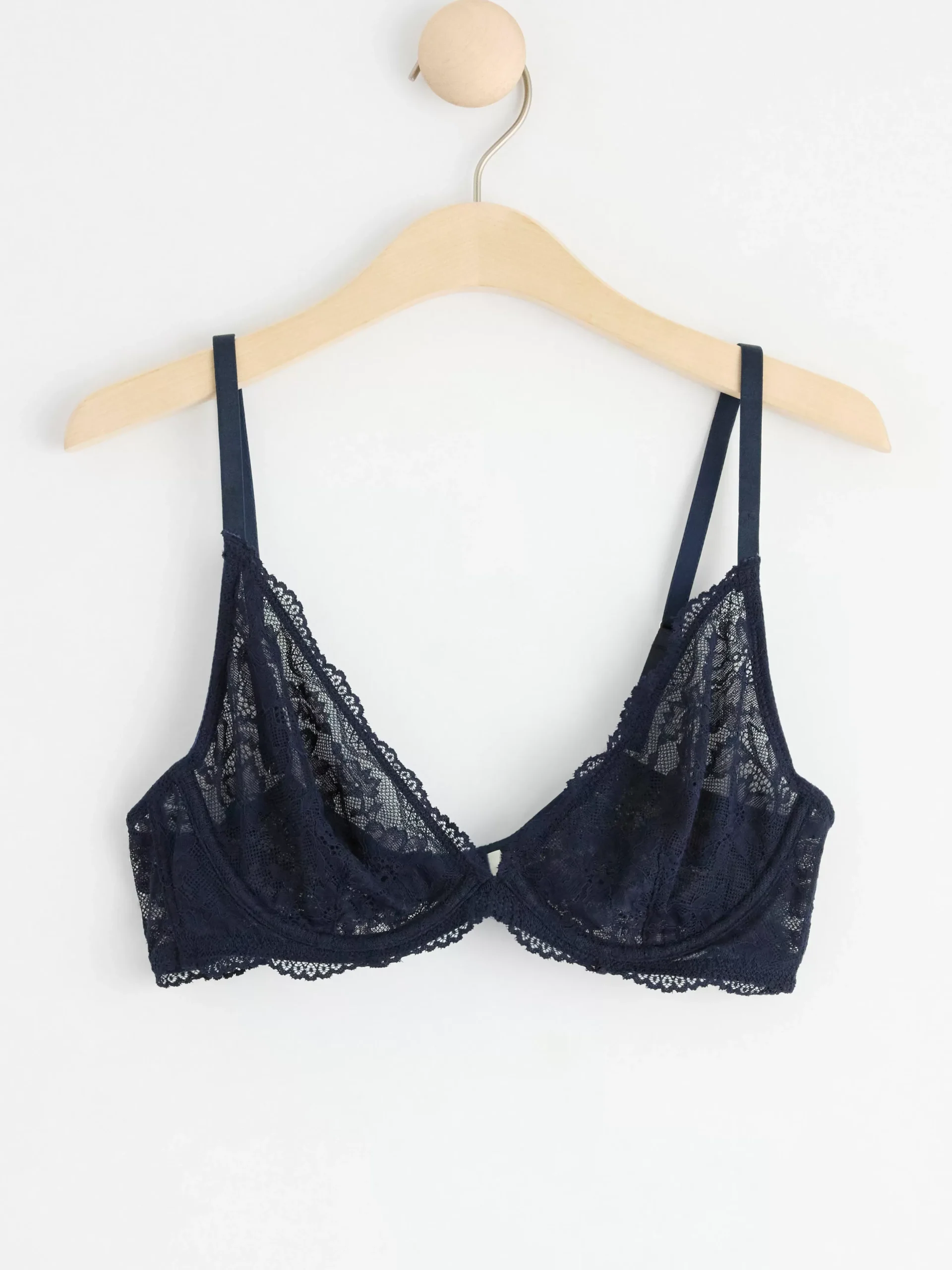 Bh>Lindex Ovadderad Bh Med Spets Navy