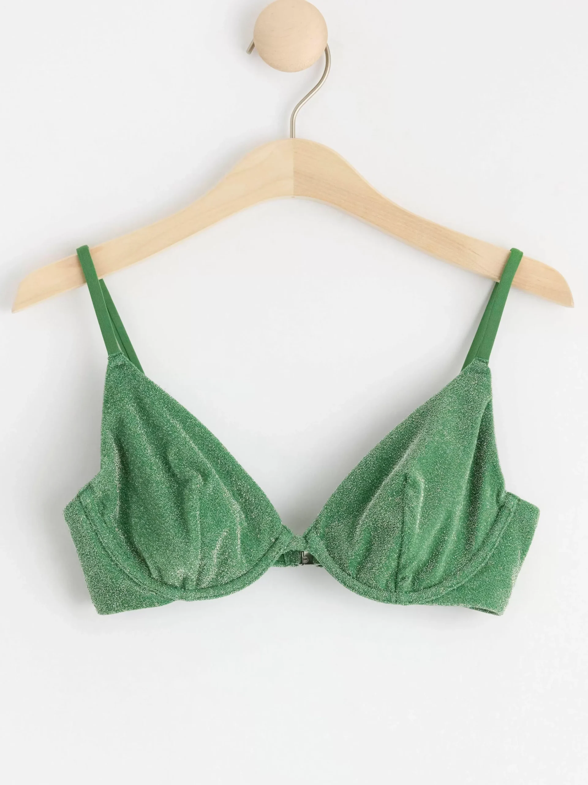 Badkläder>Lindex Ovadderad Bikini-Bh I Lurex Dark Green