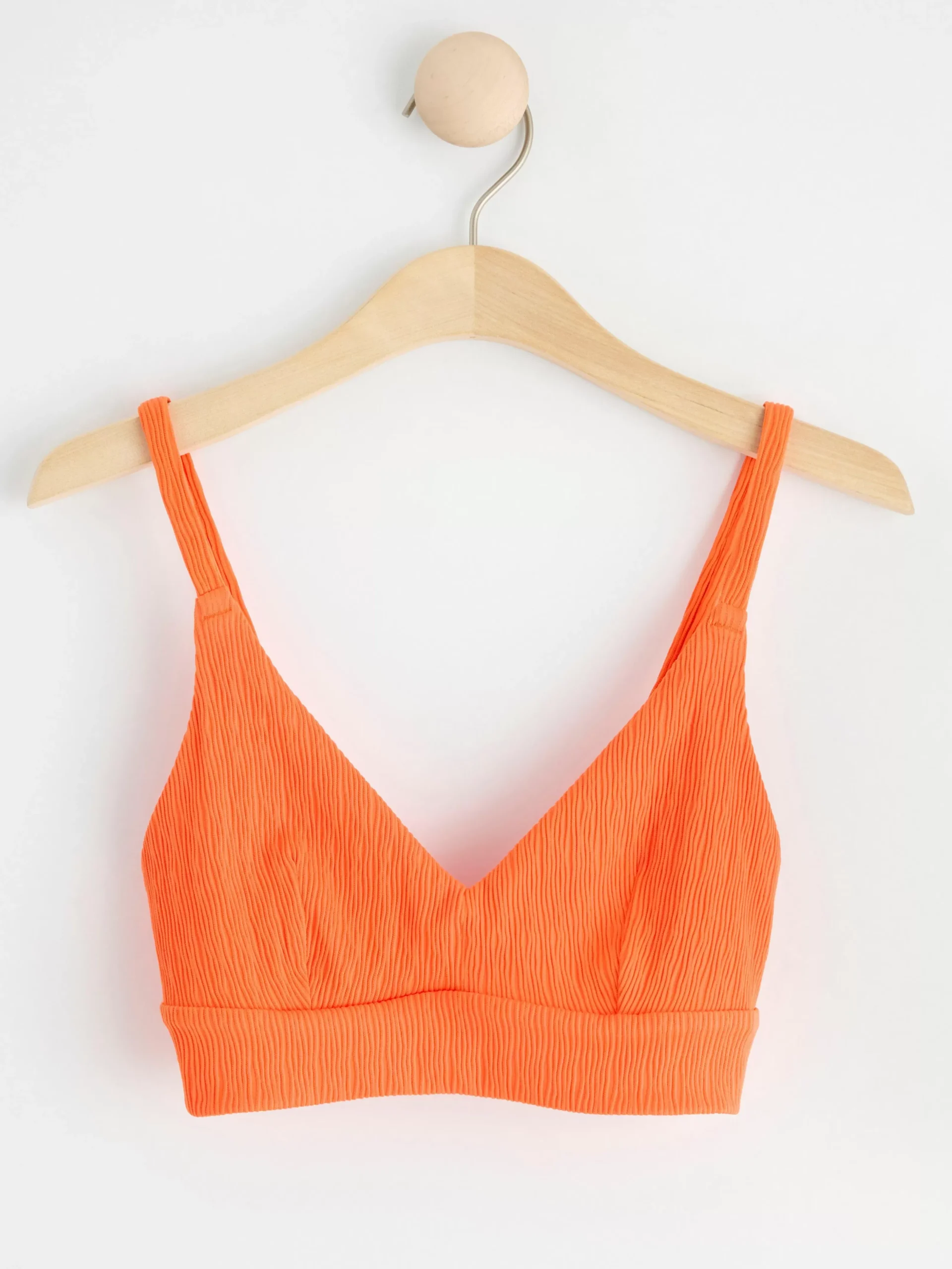 Badkläder>Lindex Ovadderad Bikinitopp Med Krinklad Struktur Dark Orange