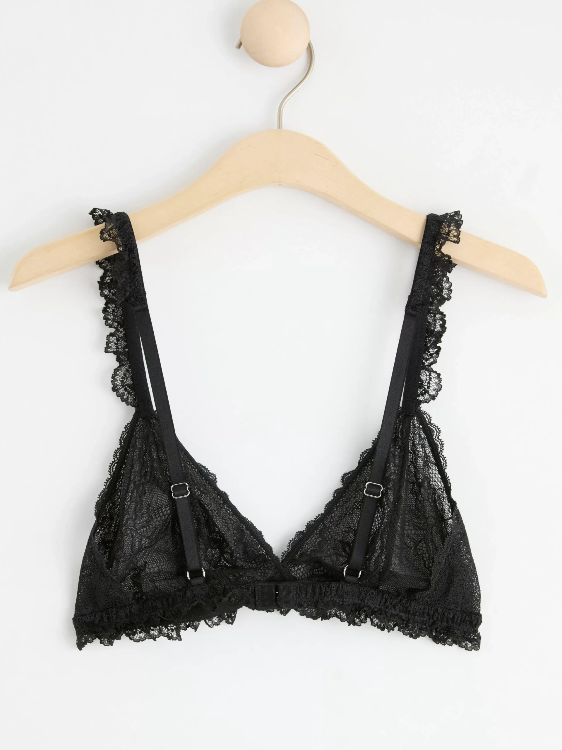 Bh>Lindex Ovadderad Bralette Med Blommig Spets Black