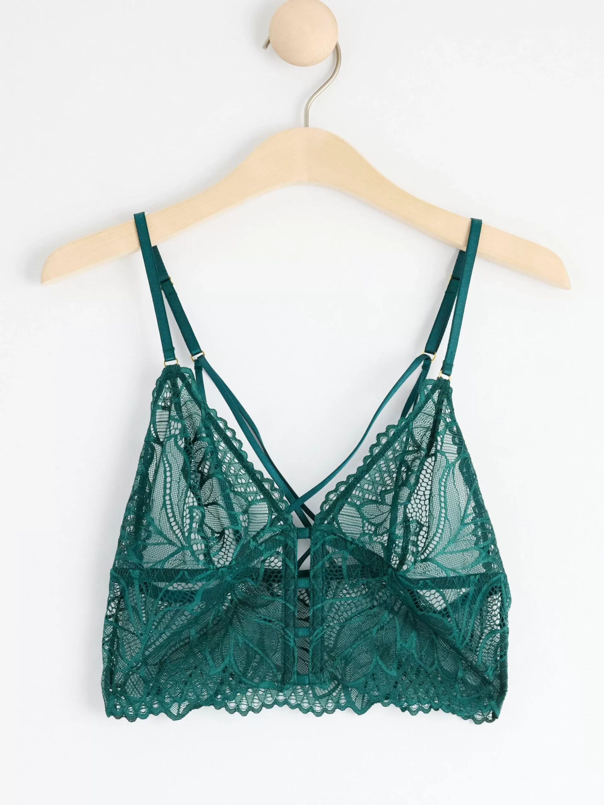 Bh>Lindex Ovadderad Bralette Med Spets Dark Dusty Turquoise