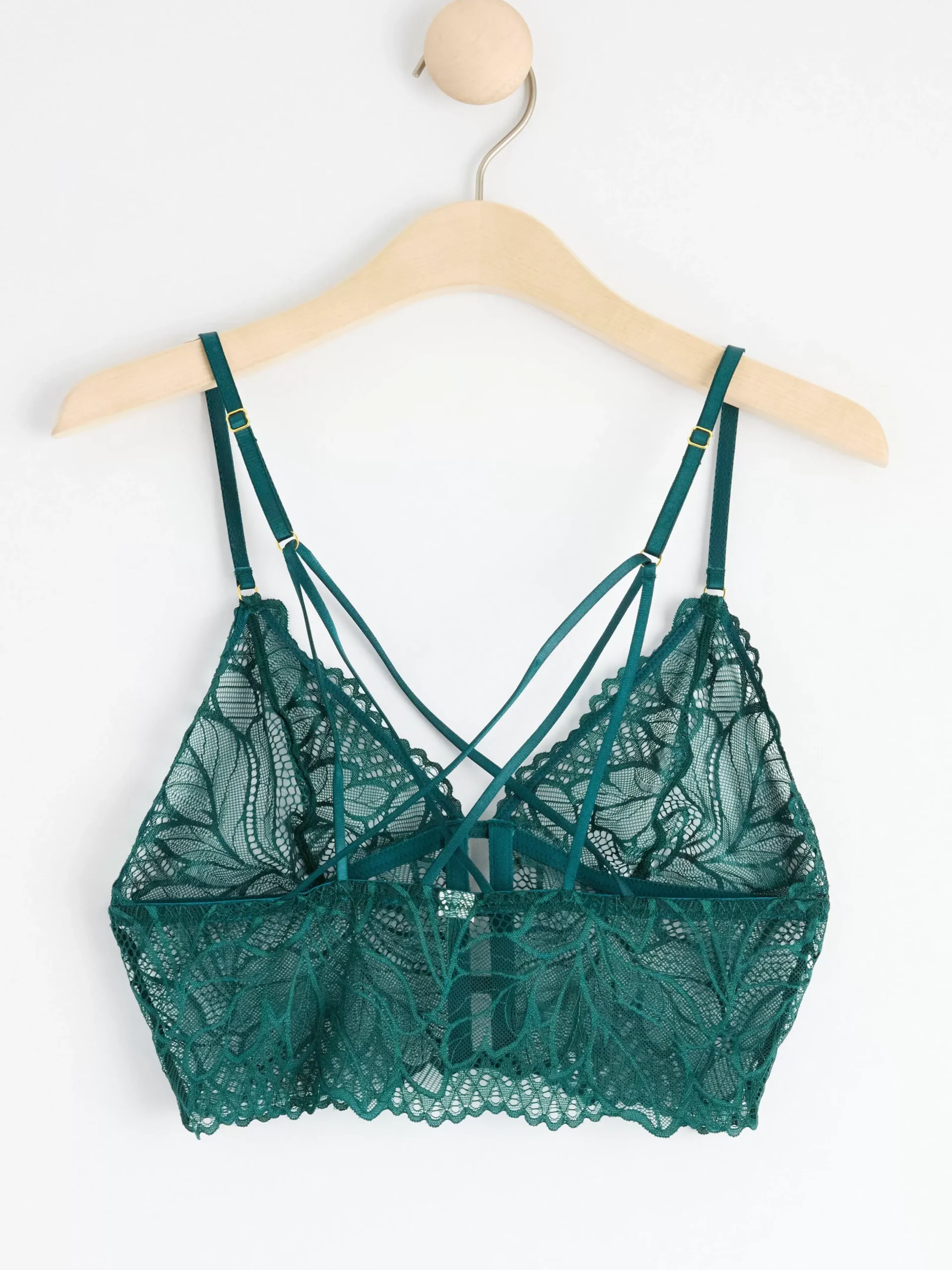 Bh>Lindex Ovadderad Bralette Med Spets Dark Dusty Turquoise