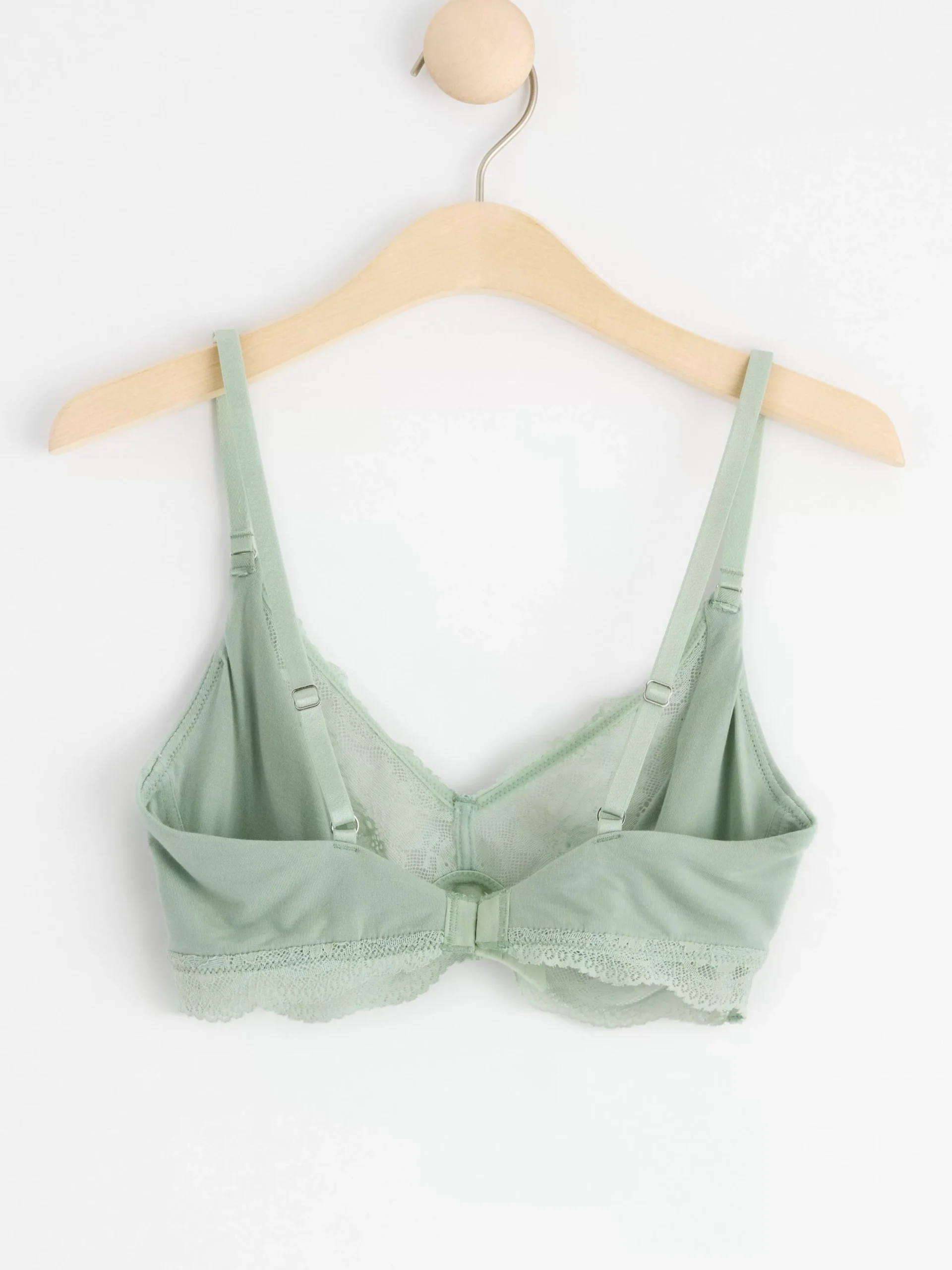 Bh>Lindex Ovadderad Bralette Med Spets Light Dusty Green