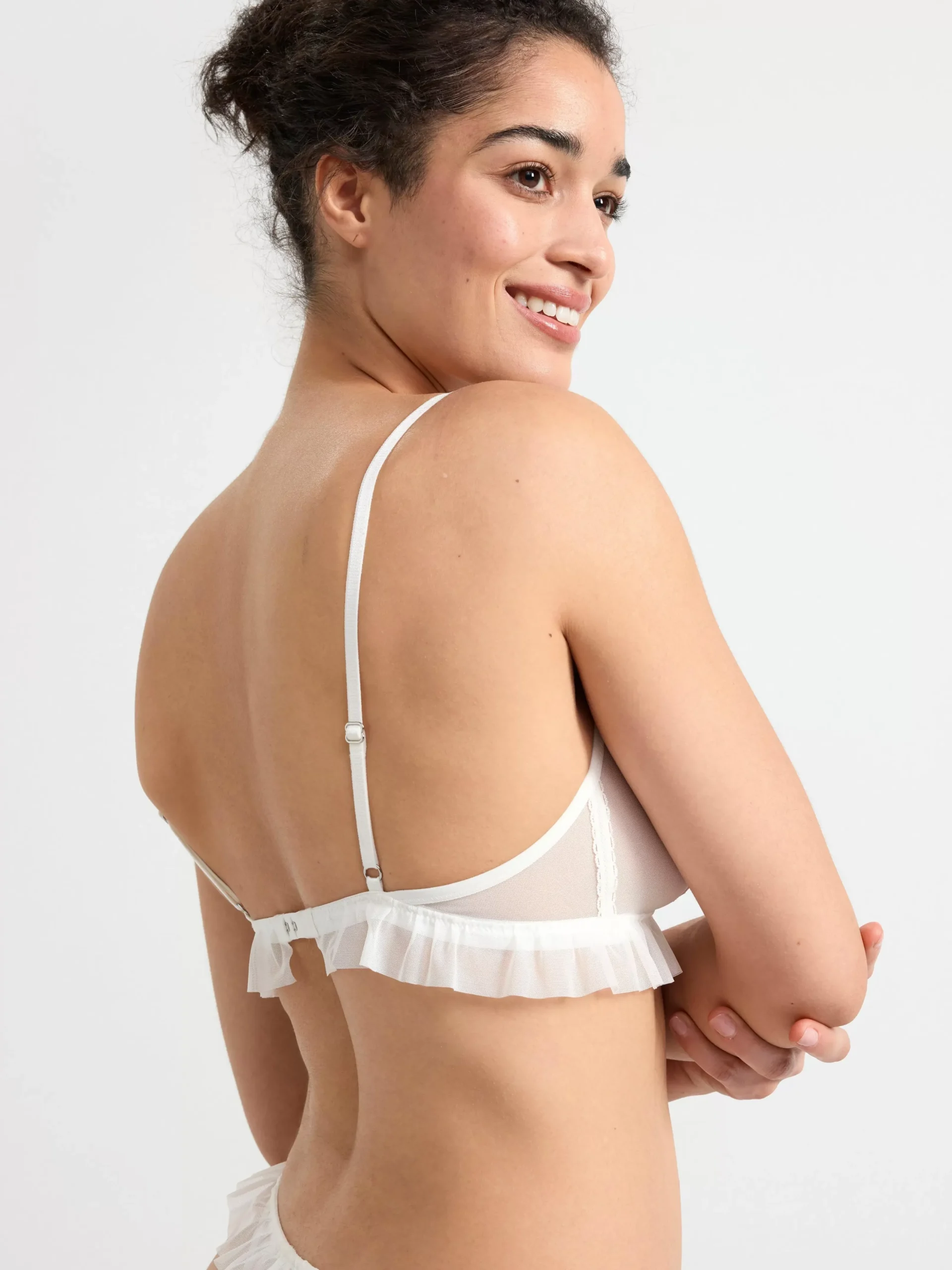 Bh>Lindex Ovadderad Bralette Med Spets Light White