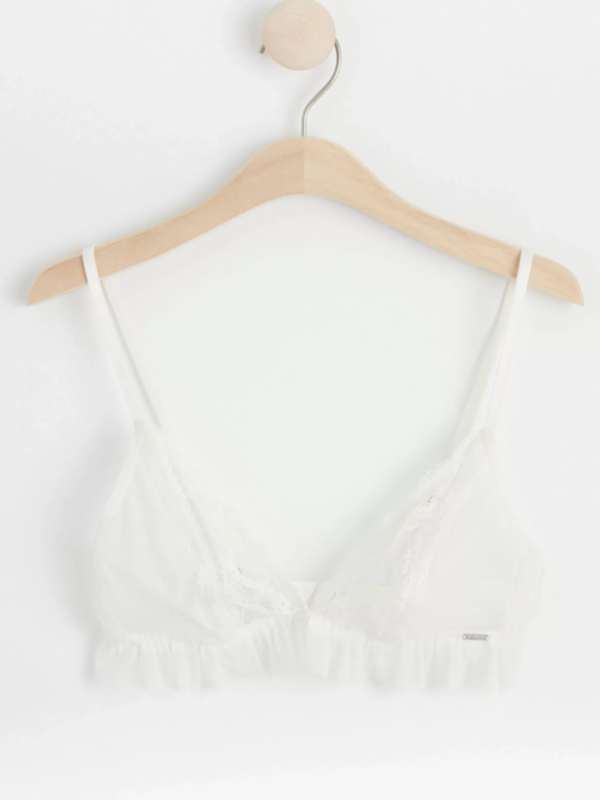 Bh>Lindex Ovadderad Bralette Med Spets Light White