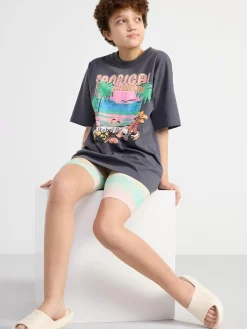 Toppar & T-Shirts>Lindex Oversized T-Shirt Med Tryck Dark Grey
