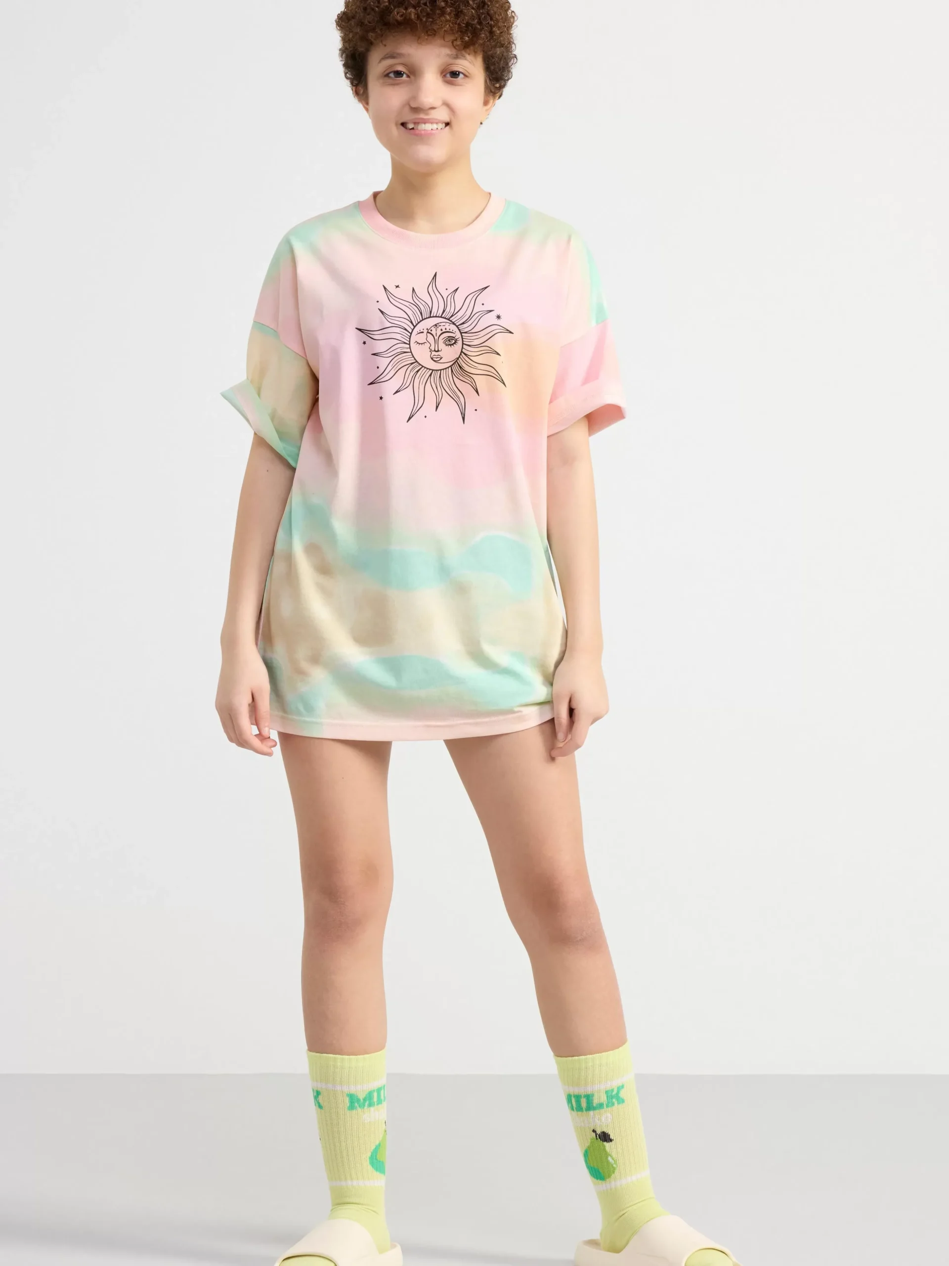 Toppar & T-Shirts>Lindex Oversized T-Shirt Med Tryck Off White