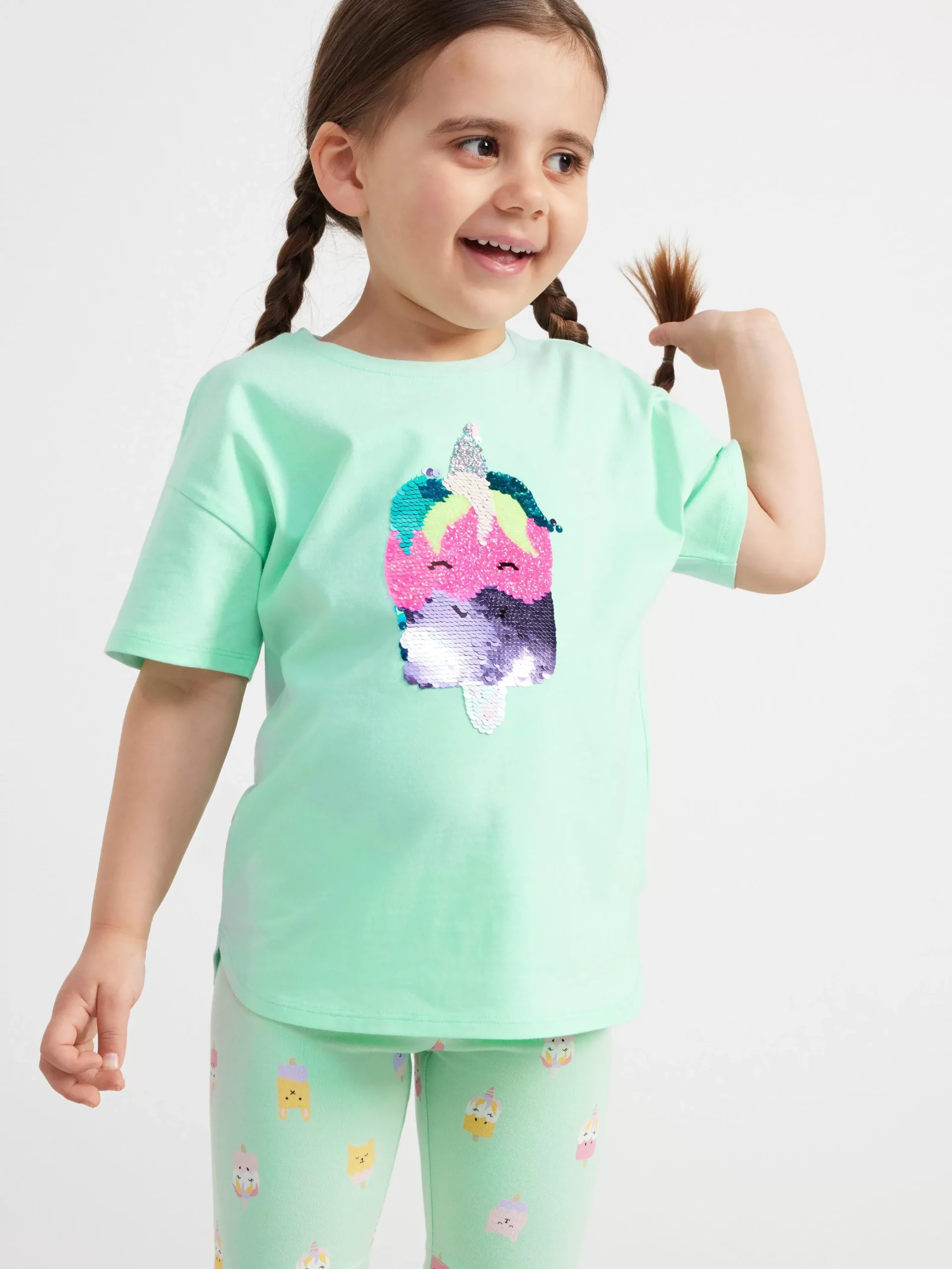 Toppar & T-Shirts>Lindex Oversized T-Shirt Med Vandbara Paljetter Light Turquoise