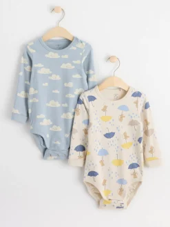 Bodies>Lindex 2-Pack Langarmade Bodies Med Monster Light Dusty Blue