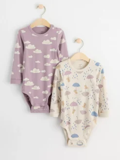Bodies>Lindex 2-Pack Langarmade Bodies Med Monster Light Dusty Lilac