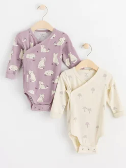 Bodies>Lindex 2-Pack Langarmade Omlottbodies Med Monster Light Dusty Lilac