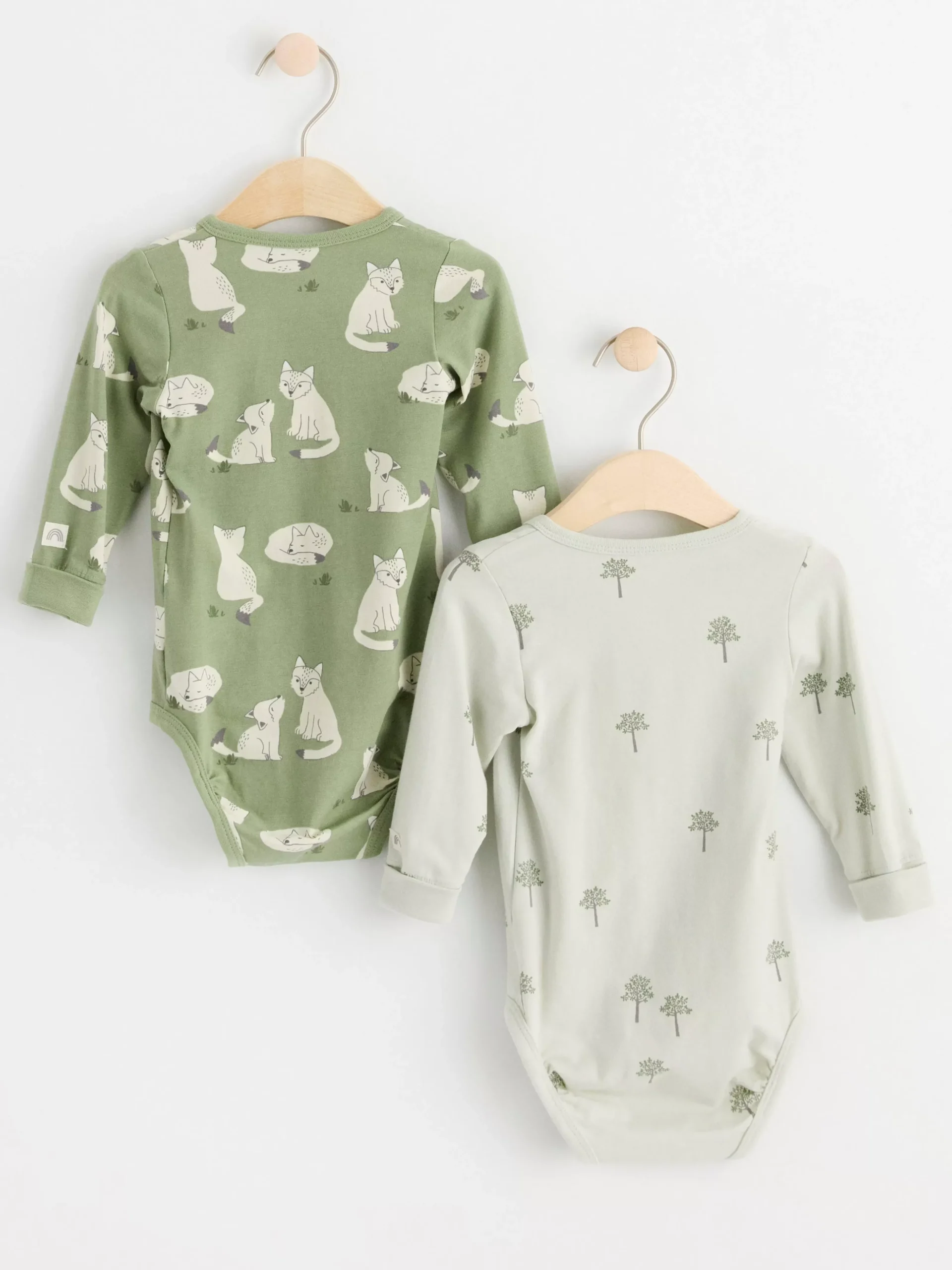 Bodies>Lindex 2-Pack Langarmade Omlottbodies Med Monster Dusty Green
