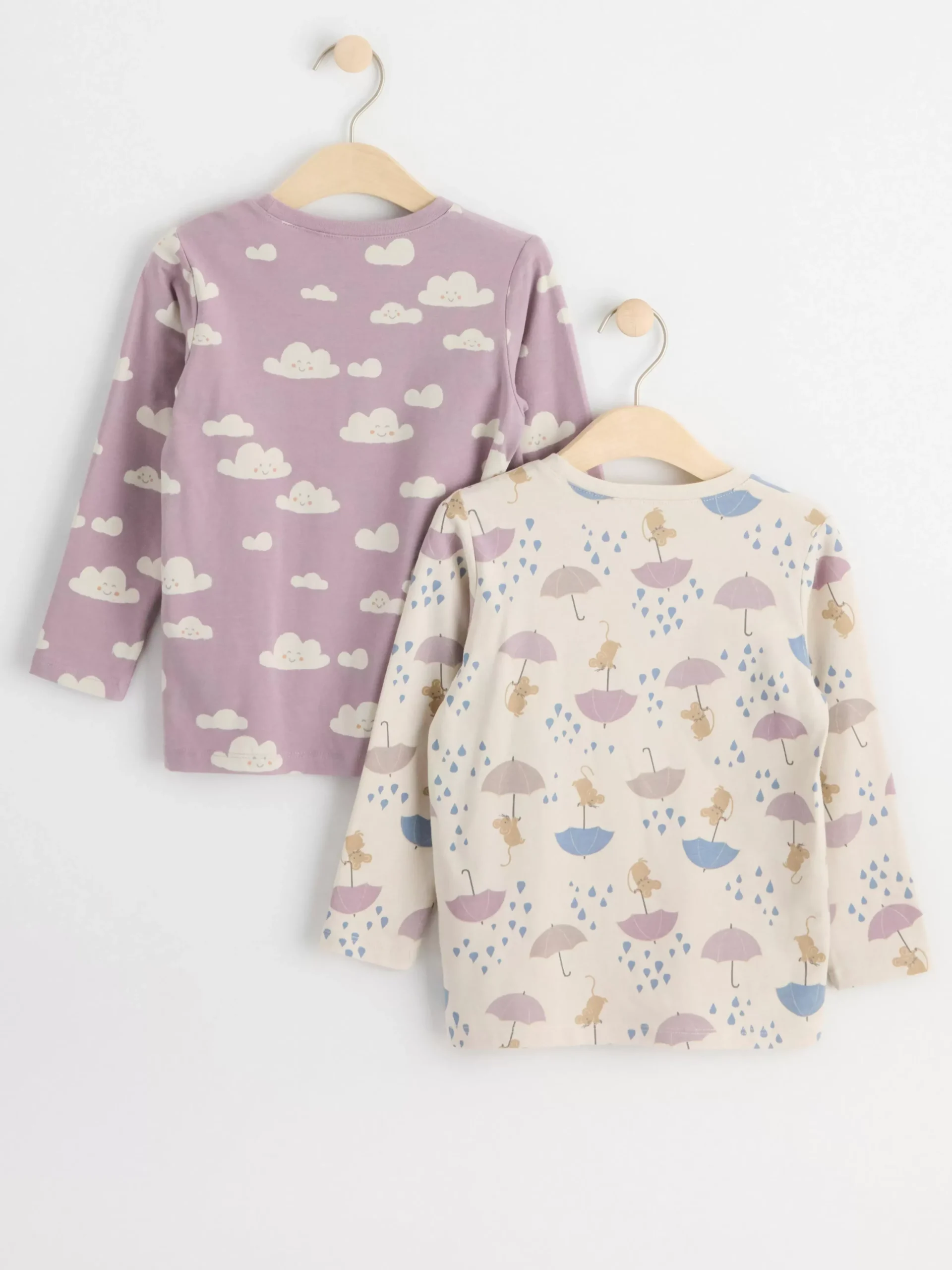 Toppar & T-Shirts>Lindex 2-Pack Langarmade Toppar Med Monster Light Dusty Lilac
