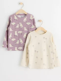 Toppar & T-Shirts>Lindex 2-Pack Langarmade Toppar Med Monster Light Dusty Lilac