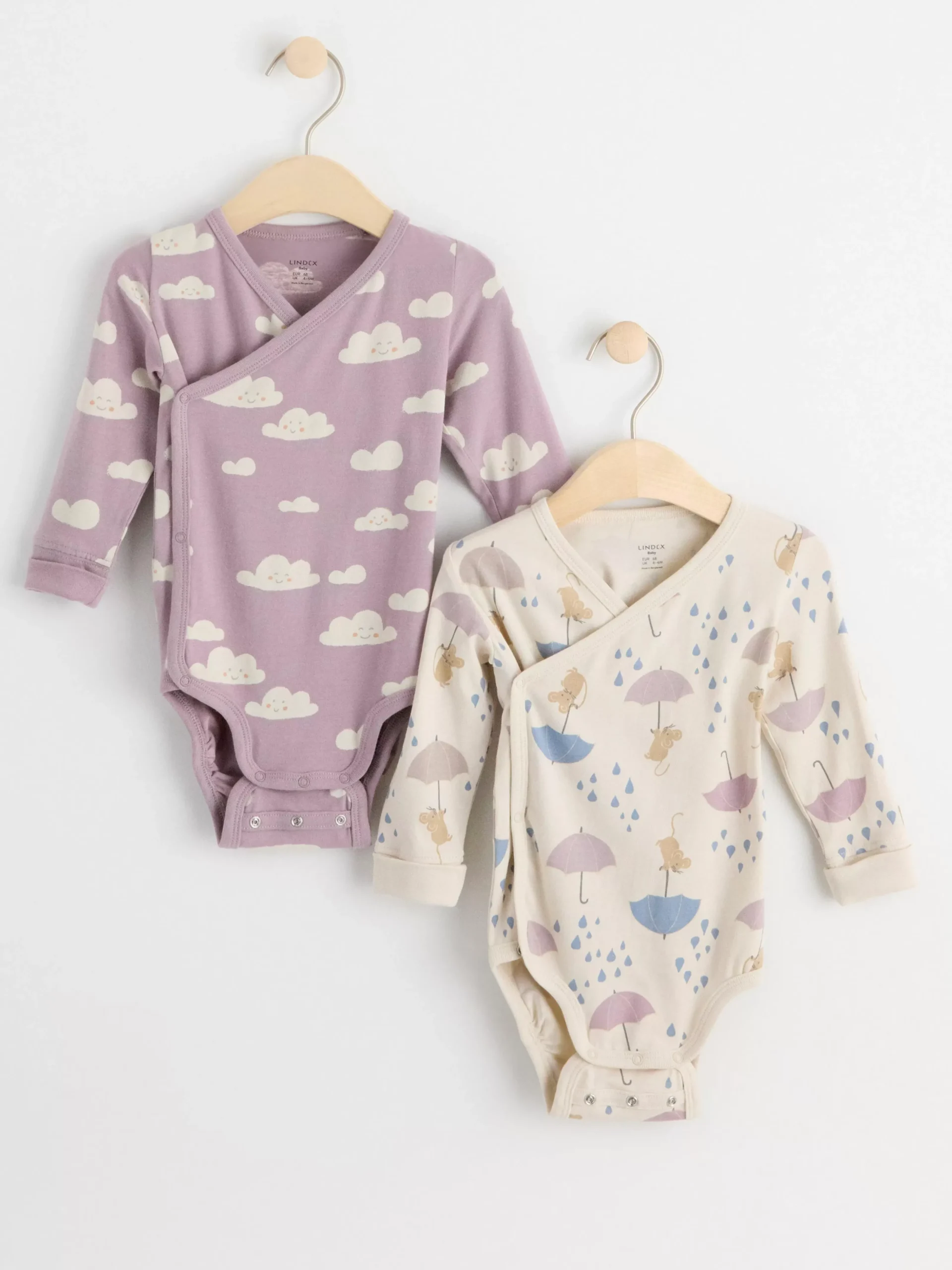 Bodies>Lindex 2-Pack Omlottbodies Med Monster Light Dusty Lilac