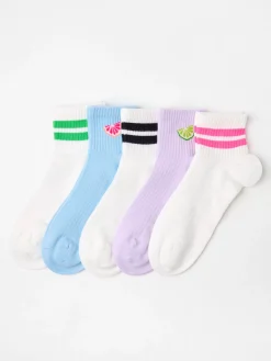 Underkläder>Lindex 5-Pack Ribbade Footies Light Blue
